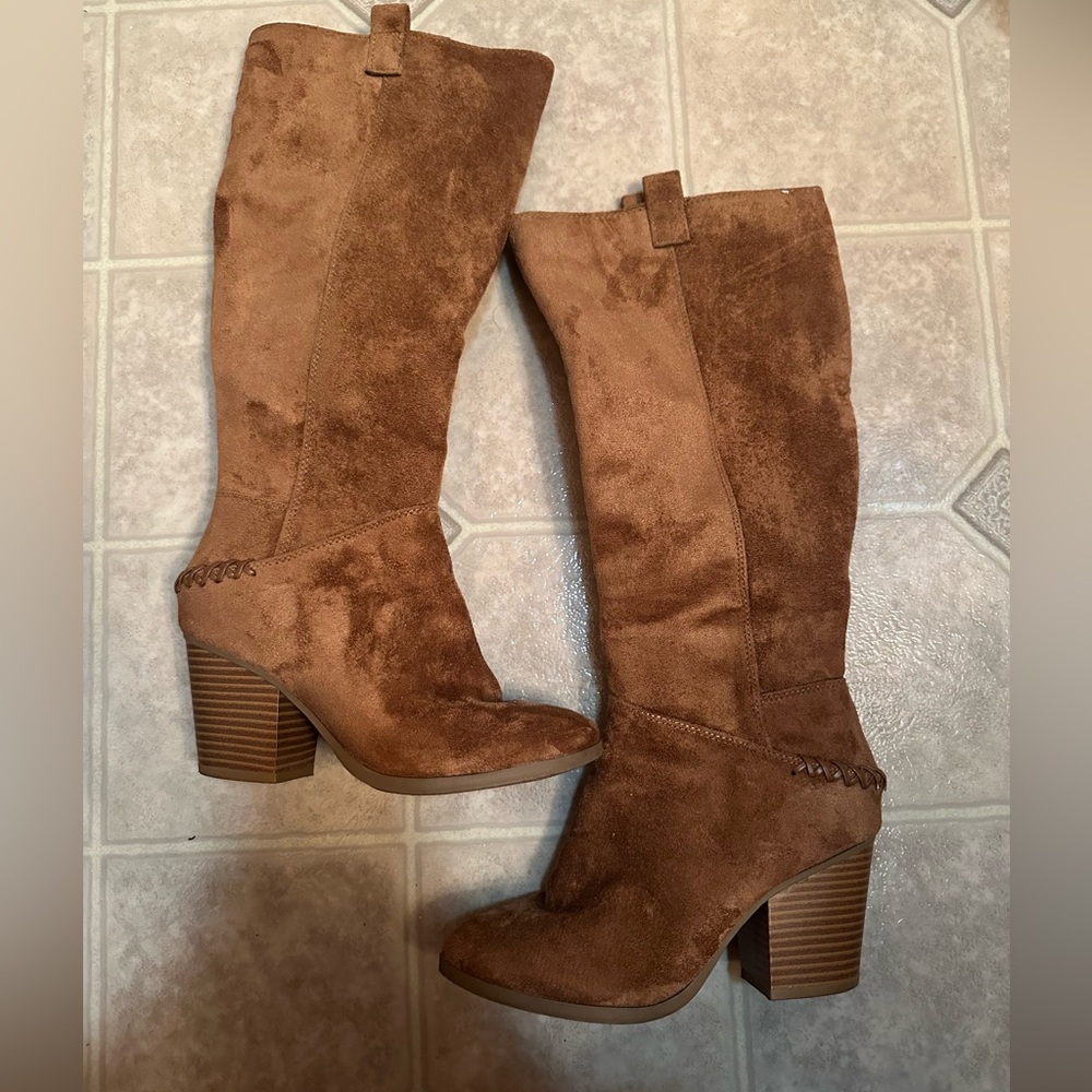 a.n.a Tan Suede Heeled Boots